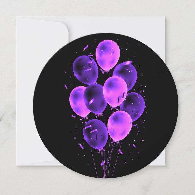 Luftballons & Konfetti Negative Runde Grußkarten (Vorderseite)