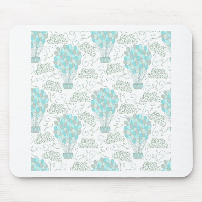Luftballons türkisblaues Kinderzimmer Mousepad (Vorne)