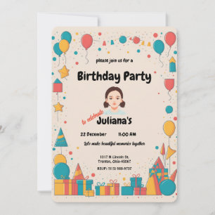 Luftballons und Geschenke - Partythemen-Design Einladung