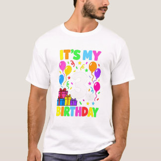 Luftballons und Konfetti zum dritten Geburtstag T-Shirt