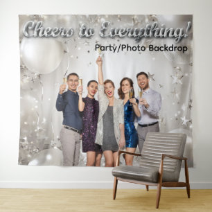 Luftballons und Sterne Foto-Party-Hintergrund Wandteppich