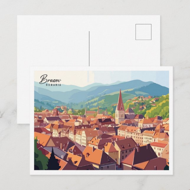Luftbild Brasov Rumänien Kunstreisen Postkarte (Vorne/Hinten)