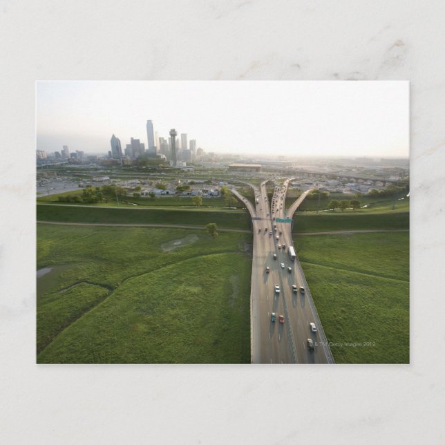 Luftbild der Autobahn in Dallas, Texas Postkarte (Vorderseite)