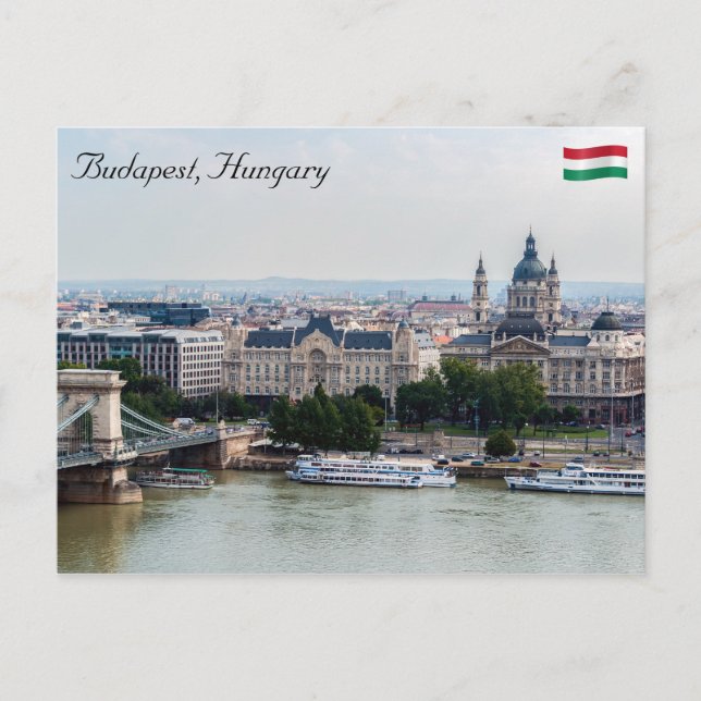 Luftbild der Kettenbrücke - Budapest, Ungarn Postkarte (Vorderseite)