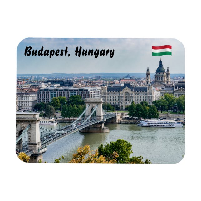Luftbild der Kettenbrücke in Budapest, Ungarn Magnet (Horizontal)