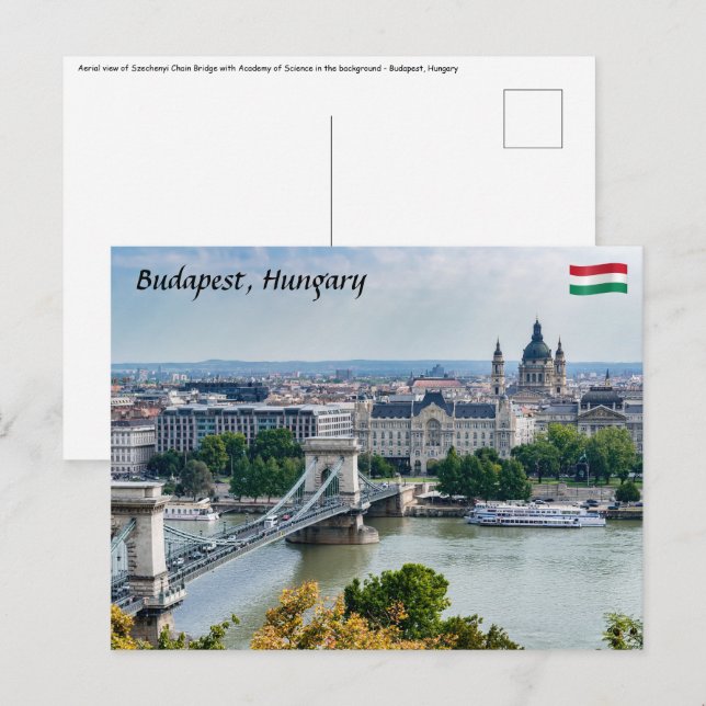 Luftbild der Kettenbrücke in Budapest, Ungarn Postkarte (Vorne/Hinten)