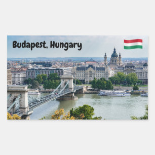 Luftbild der Kettenbrücke in Budapest, Ungarn Rechteckiger Aufkleber