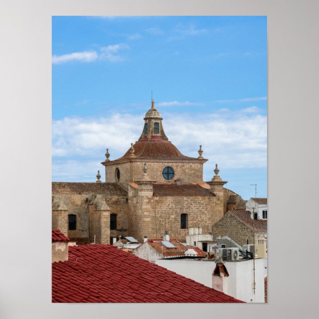 Luftbild der Kirche von Carmen - Mahon, Menorca Poster (Vorne)