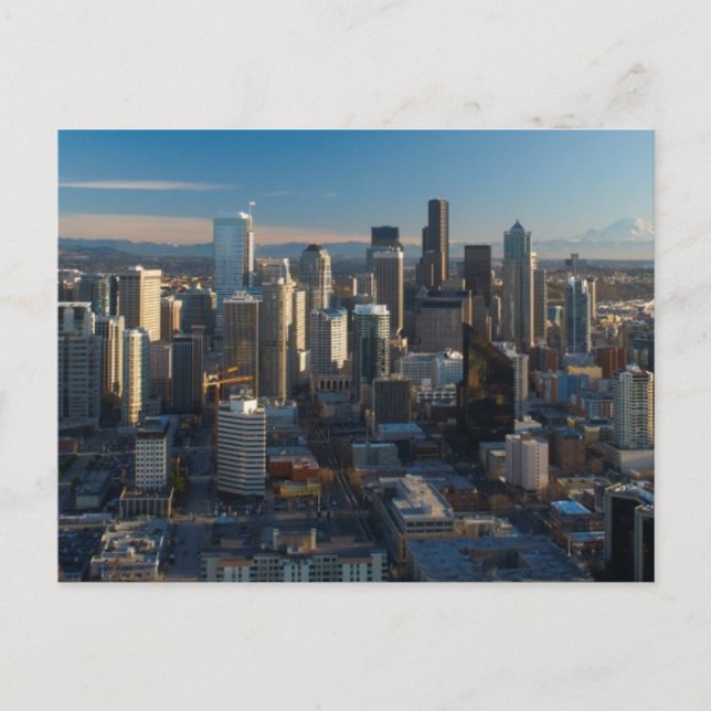 Luftbild der Skyline von Seattle Postkarte (Vorderseite)