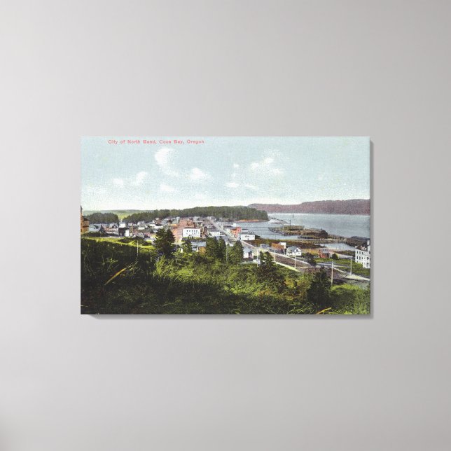 Luftbild der Stadt und der Bucht von Coos Leinwanddruck (Vorderseite)