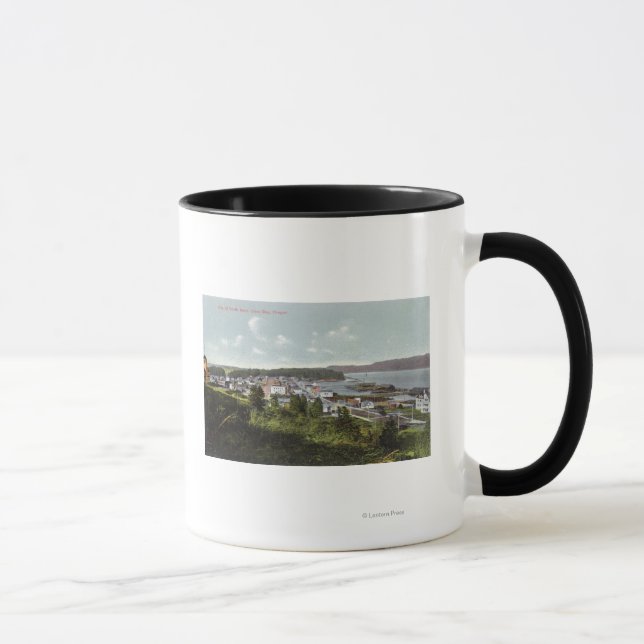 Luftbild der Stadt und der Bucht von Coos Tasse (Rechts)