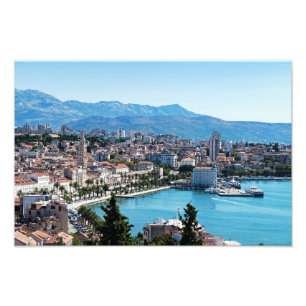Luftbild der Uferpromenade von Split, Dalmatien, K Fotodruck
