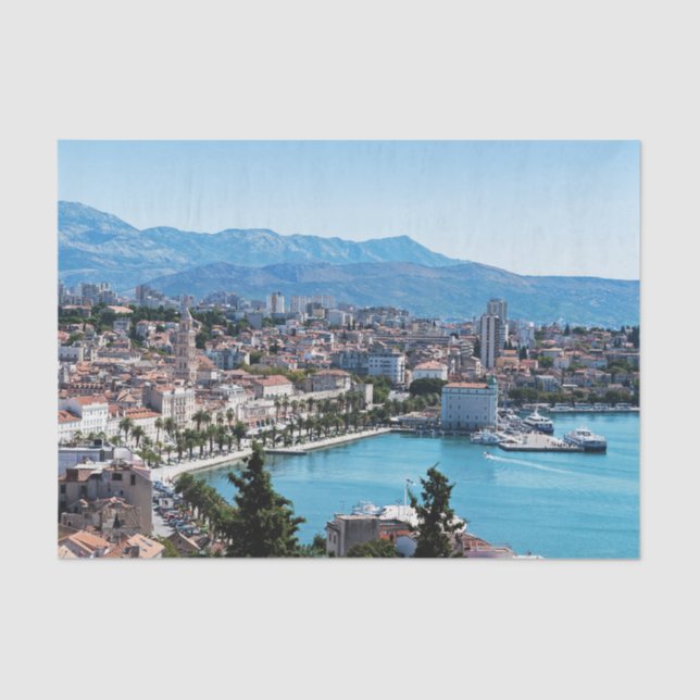 Luftbild der Uferpromenade von Split, Dalmatien, K Seidenpapier (Vorderseite)