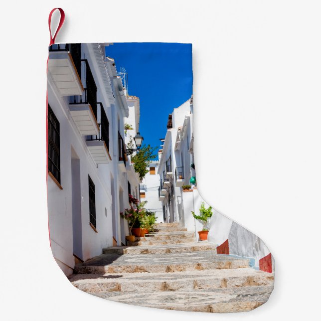 Luftbild der weißen Stadt Frigiliana bei sonnigen  Kleiner Weihnachtsstrumpf (Vorderseite)