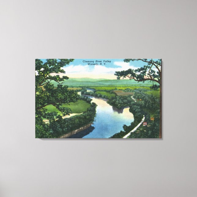 Luftbild des Chemung River Valley Leinwanddruck (Vorderseite)