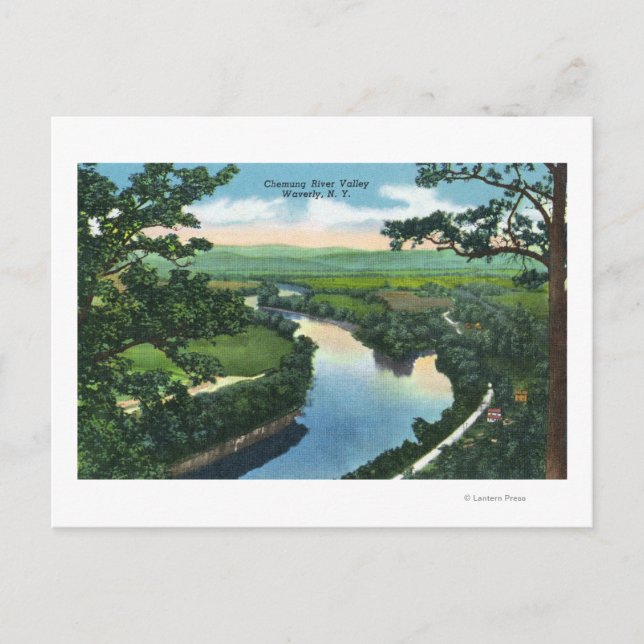 Luftbild des Chemung River Valley Postkarte (Vorderseite)