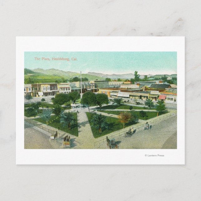 Luftbild des City PlazaHealdsburg, CA Postkarte (Vorderseite)