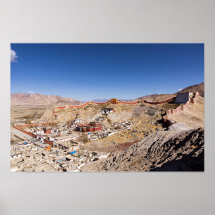 Luftbild des Gyantse & Palcho Klosters - Tibet Poster