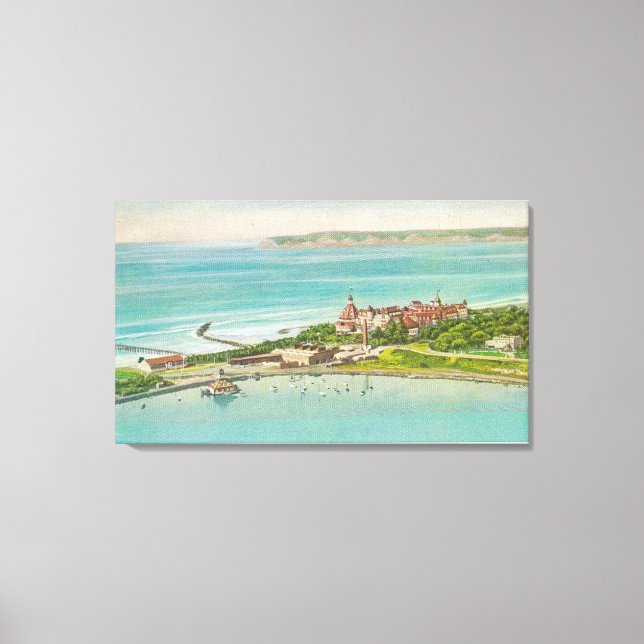 Luftbild des Hotels del Coronado Leinwanddruck (Vorderseite)