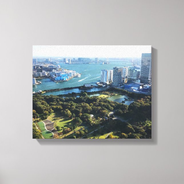 Luftbild des japanischen Gartens Leinwanddruck (Vorderseite)