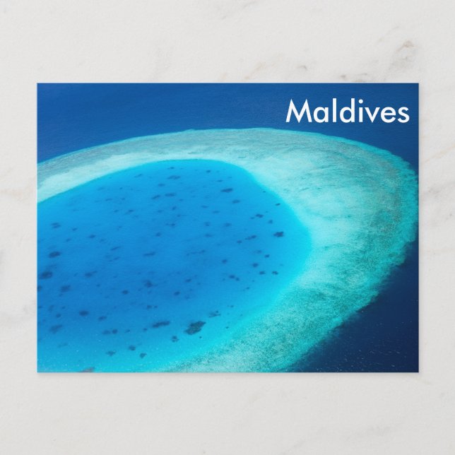Luftbild des Malediven-Atolls Postkarte (Vorderseite)
