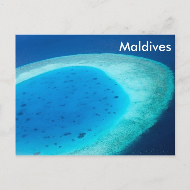 Luftbild des Malediven-Atolls Postkarte (Vorderseite)