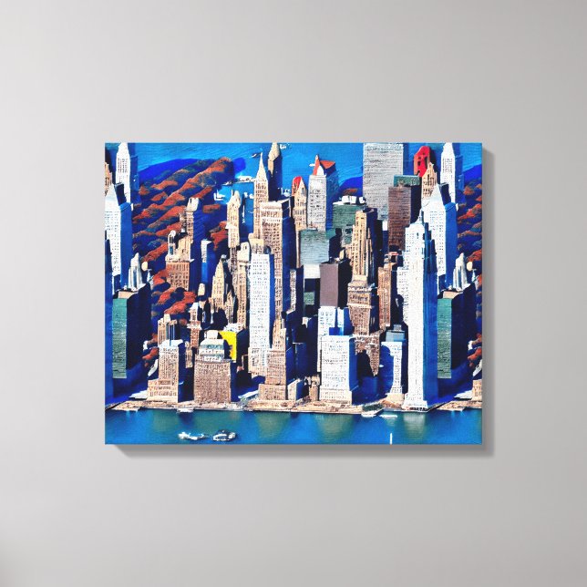 Luftbild des Manhattan-Musters Leinwanddruck (Vorderseite)