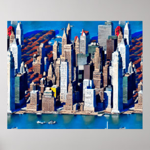 Luftbild des Manhattan-Musters Poster