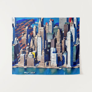 Luftbild des Manhattan-Musters Wandteppich