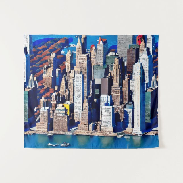 Luftbild des Manhattan-Musters Wandteppich (Vorderseite (Horizontal))