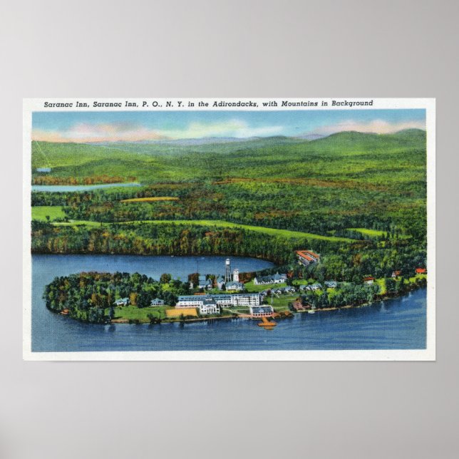Luftbild des Saranac Inn Poster (Vorne)