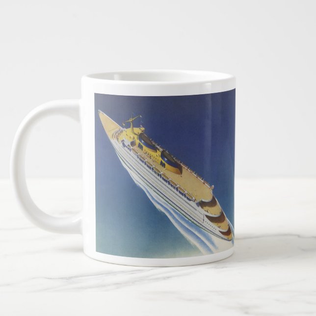Luftbild eines Vintagen Kreuzfahrtschiffs im Ozean Jumbo-Tasse (Links)