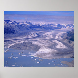 Luftbild Lowell Glacier, Kluane National Poster