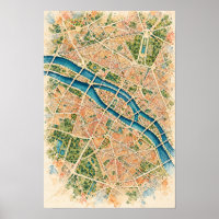 Luftbild-Stadtplan von Paris und Seine-Ufer-Wandku