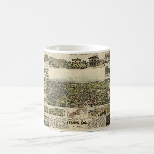 Luftbild von Auburn, Kalifornien (1887) Kaffeetasse (Mittel)