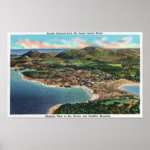 Luftbild von Bar Harbor und Cadillac Poster