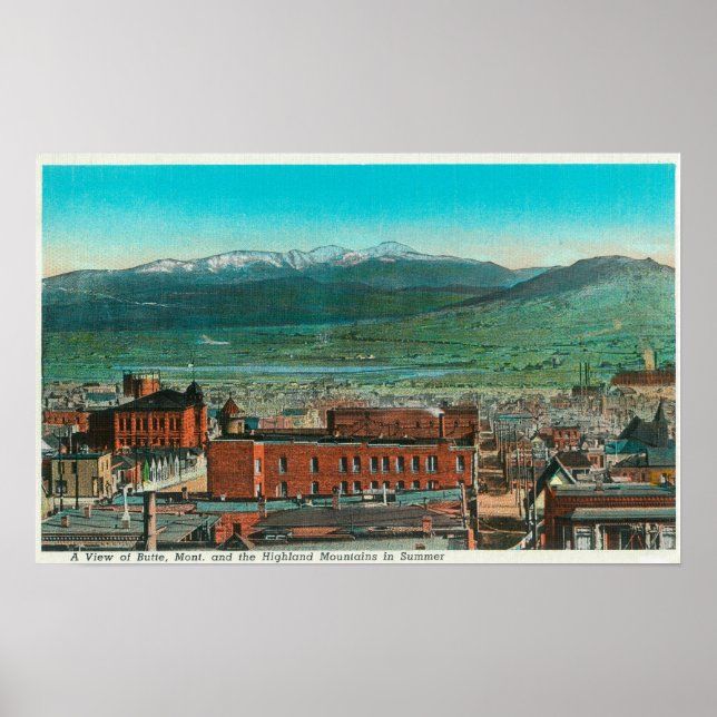 Luftbild von Stadt und Hochland Poster (Vorne)