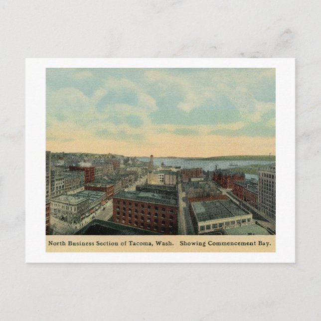 Luftbild von Tacoma, Washington Vintag Postkarte (Vorderseite)