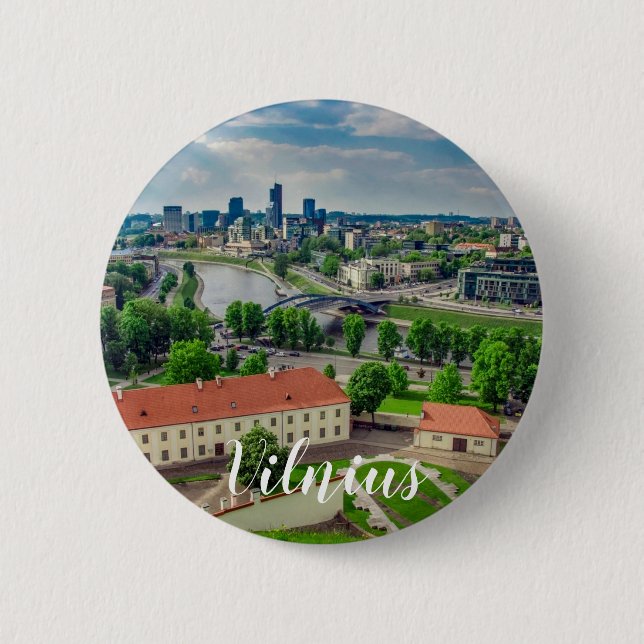Luftbild von Vilnius, Litauen Button (Vorderseite)