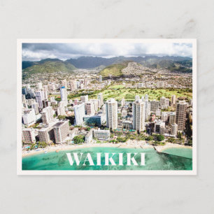 Luftbild von Waikiki Downtown Hawaii Strand Postkarte