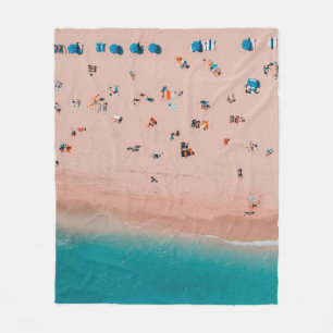 Luftbildfotografie von Menschen am Strand Fleecedecke