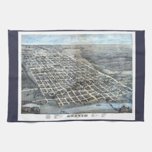 Luftbildkarte der Stadt Austin, Texas von 1873 Geschirrtuch