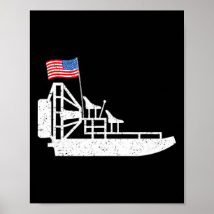 Luftboot 4. Juli USA-Flagge Sumpfboot Fanboot Pa Poster