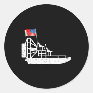 Luftboot 4. Juli USA-Flagge Sumpfboot Fanboot Pa Runder Aufkleber