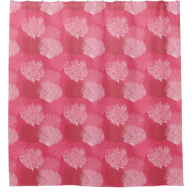 Lüfterkorallenprint, Korallenfarben Duschvorhang (Vorderseite)