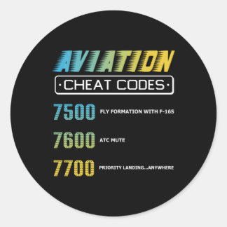 Luftfahrt Cheat Codes Aviation Pilo Runder Aufkleber