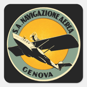 Luftfahrt ~ Genua Quadratischer Aufkleber