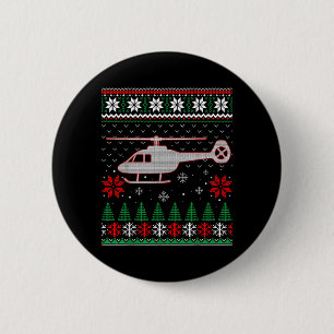 Luftfahrt Hubschrauberpiloten hässlicher Weihnacht Button