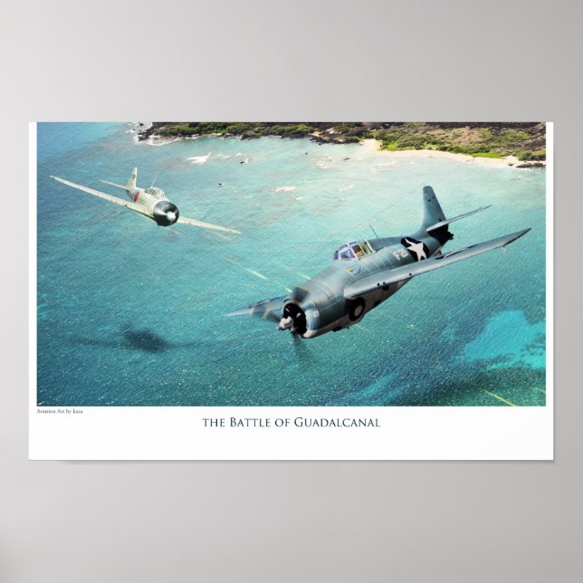 Luftfahrt-Kunstposter "Die Schlacht um Guadalcanal Poster (Vorne)