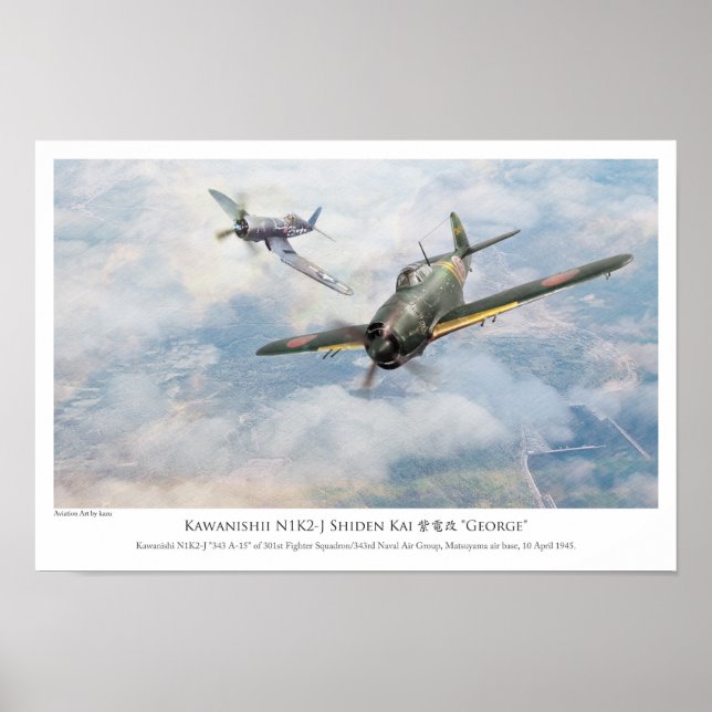 Luftfahrt-Kunstposter "Kawanishii N1K2-J Shiden Ka Poster (Vorne)